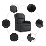 Stand up Recliner Chair Black Real Leather - Close-Up Angle