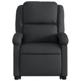 Stand up Recliner Chair Black Real Leather - Low Angle