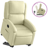 Stand up Recliner Chair Cream Real Leather - Front View