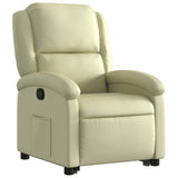Stand up Recliner Chair Cream Real Leather - Side View