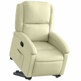 Stand up Recliner Chair Cream Real Leather