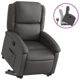 Stand up Recliner Chair Grey Real Leather