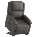 Stand up Recliner Chair Grey Real Leather