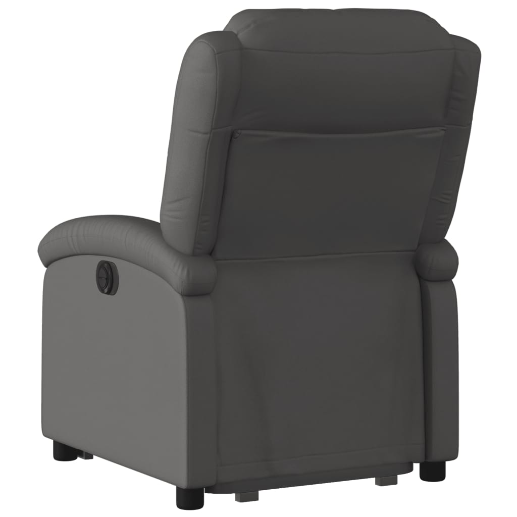 Stand up Recliner Chair Grey Real Leather