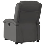 Stand up Recliner Chair Grey Real Leather