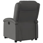 Stand up Recliner Chair Grey Real Leather