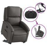 Stand up Recliner Chair Grey Real Leather