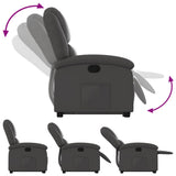 Stand up Recliner Chair Grey Real Leather - Close-Up Angle