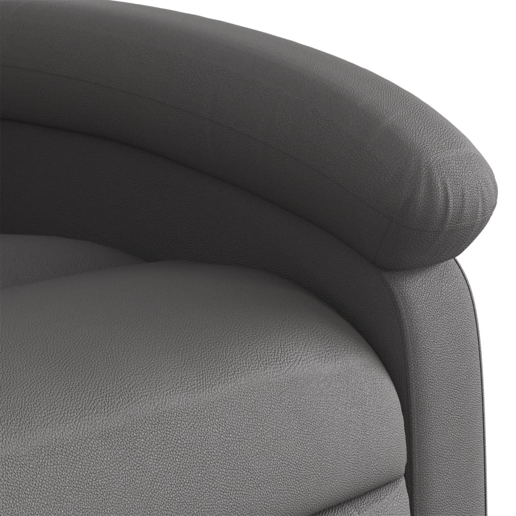 Stand up Recliner Chair Grey Real Leather