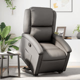 Stand up Recliner Chair Grey Real Leather