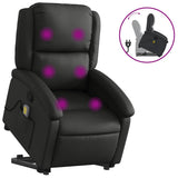 Stand up Massage Recliner Chair Black Real Leather - Front View