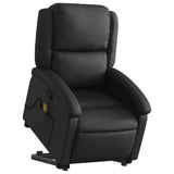 Stand up Massage Recliner Chair Black Real Leather - Side View