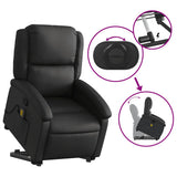 Stand up Massage Recliner Chair Black Real Leather - Rear View