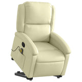 Stand up Massage Recliner Chair Cream Real Leather