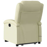 Stand up Massage Recliner Chair Cream Real Leather - 45-Degree Angle