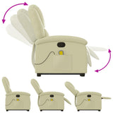 Stand up Massage Recliner Chair Cream Real Leather - Close-Up Angle
