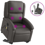 Stand up Massage Recliner Chair Grey Real Leather - Front View