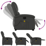 Stand up Massage Recliner Chair Grey Real Leather - Rear View