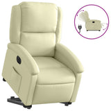 Electric Stand up Recliner Chair Cream Real Leather