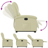 Electric Stand up Recliner Chair Cream Real Leather
