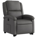 Electric Stand up Recliner Chair Grey Real Leather - Side View