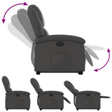 Electric Stand up Recliner Chair Grey Real Leather - Rear View