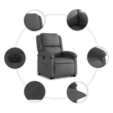 Electric Stand up Recliner Chair Grey Real Leather - Close-Up Angle