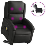Electric Stand up Massage Recliner Chair Black Real Leather - Front View