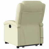 Electric Stand up Massage Recliner Chair Cream Real Leather