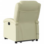 Electric Stand up Massage Recliner Chair Cream Real Leather