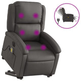 Electric Stand up Massage Recliner Chair Grey Real Leather - Front View