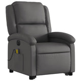 Electric Stand up Massage Recliner Chair Grey Real Leather - Side View