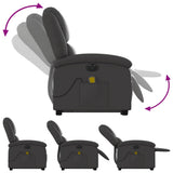 Electric Stand up Massage Recliner Chair Grey Real Leather - Rear View