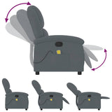 Massage Recliner Chair Dark Grey Velvet - 45-Degree Angle