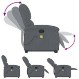 Stand up Massage Recliner Chair Dark Grey Velvet - Close-Up Angle