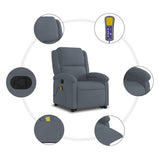 Stand up Massage Recliner Chair Dark Grey Velvet - Low Angle