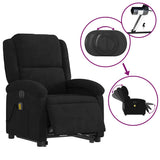 Electric Stand up Massage Recliner Chair Black Velvet - 45-Degree Angle