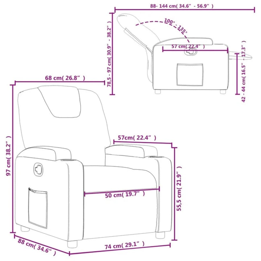 Recliner Chair Dark Grey Fabric