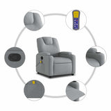 Massage Recliner Chair Light Grey Fabric - Rear View