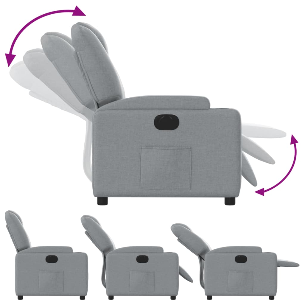 Electric Recliner Chair Light Grey Fabric