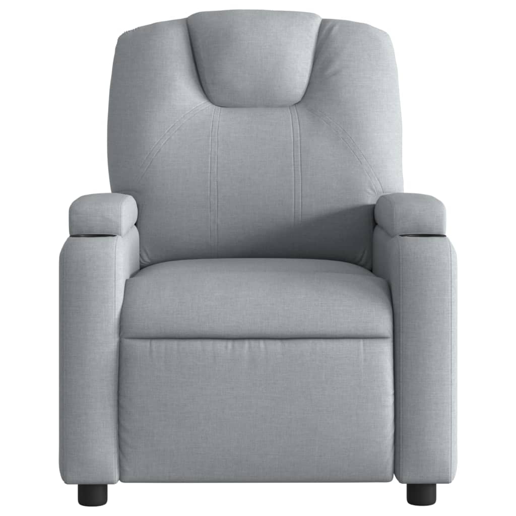 Electric Recliner Chair Light Grey Fabric