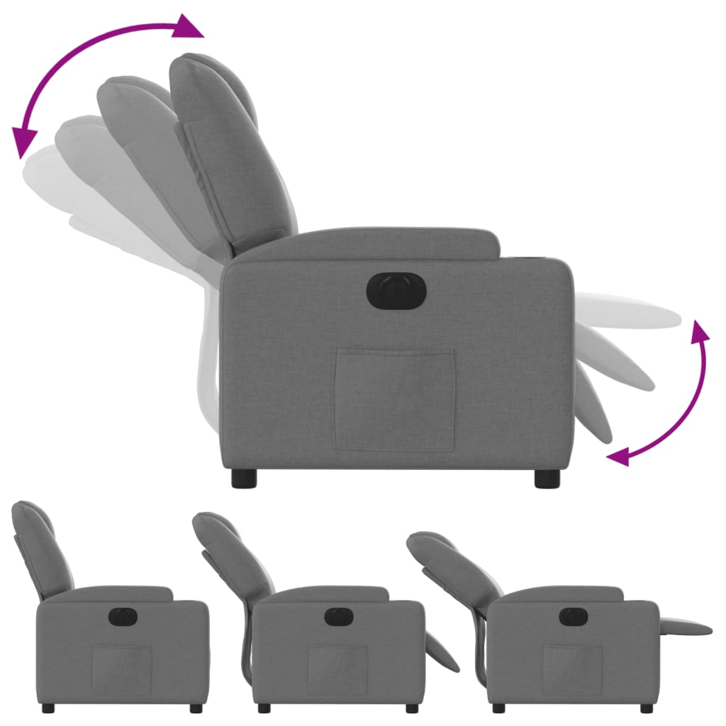 Electric Recliner Chair Dark Grey Fabric