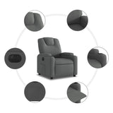 Electric Recliner Chair Dark Grey Fabric - Low Angle