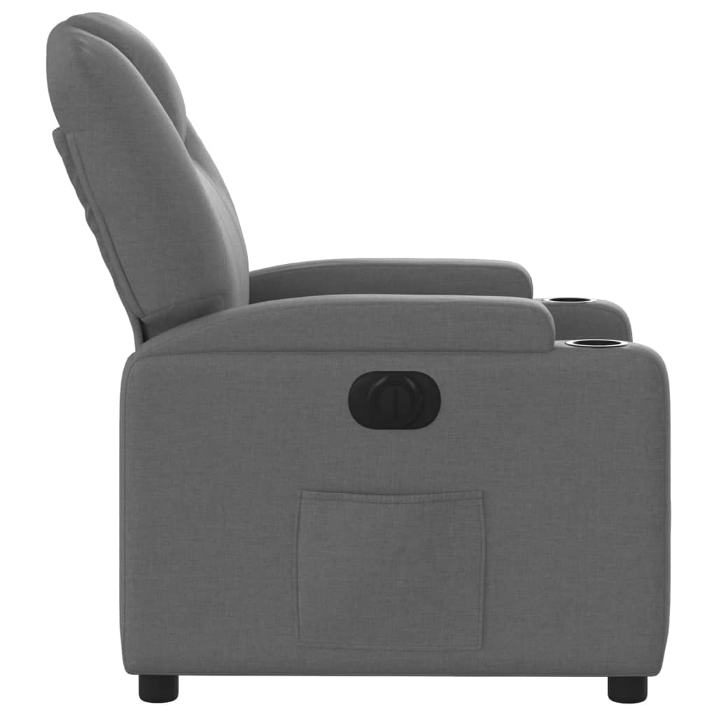 Electric Recliner Chair Dark Grey Fabric