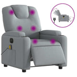 Electric Massage Recliner Chair Light Grey Fabric - Front View
