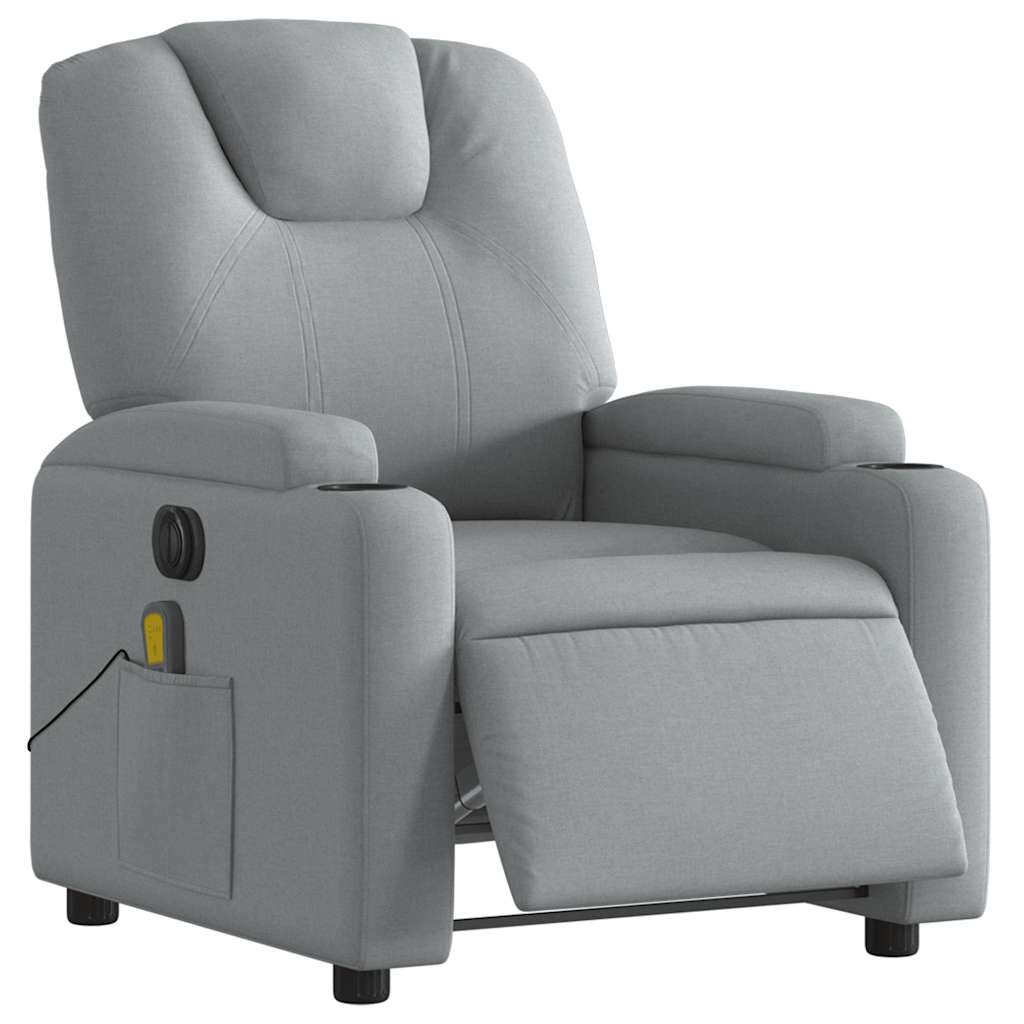 Electric Massage Recliner Chair Light Grey Fabric