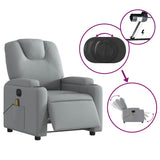 Electric Massage Recliner Chair Light Grey Fabric - Rear View
