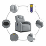 Electric Massage Recliner Chair Light Grey Fabric - Low Angle