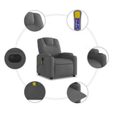 Electric Massage Recliner Chair Dark Grey Fabric - Low Angle