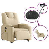Electric Massage Recliner Chair Cream Fabric - 45-Degree Angle